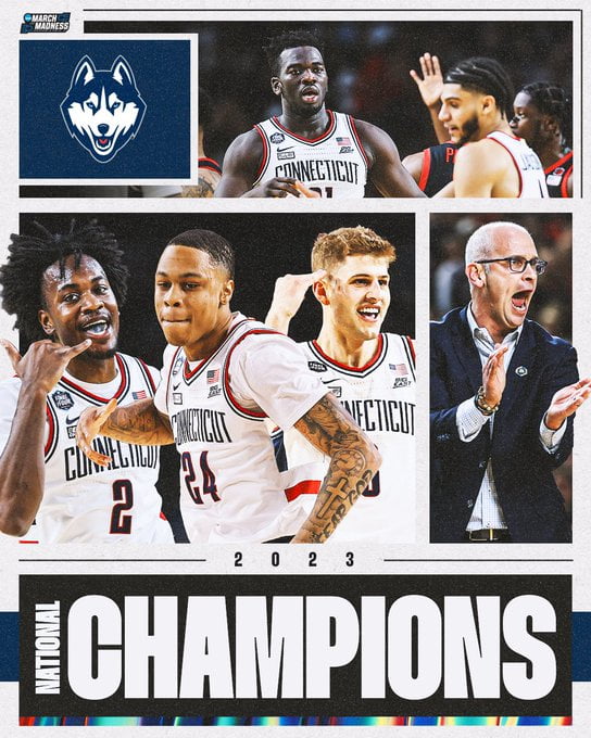 UConn Completes Dominant NCAA Tournament Run with 76-59 win against San Diego State to win National Championship for Fifth Time